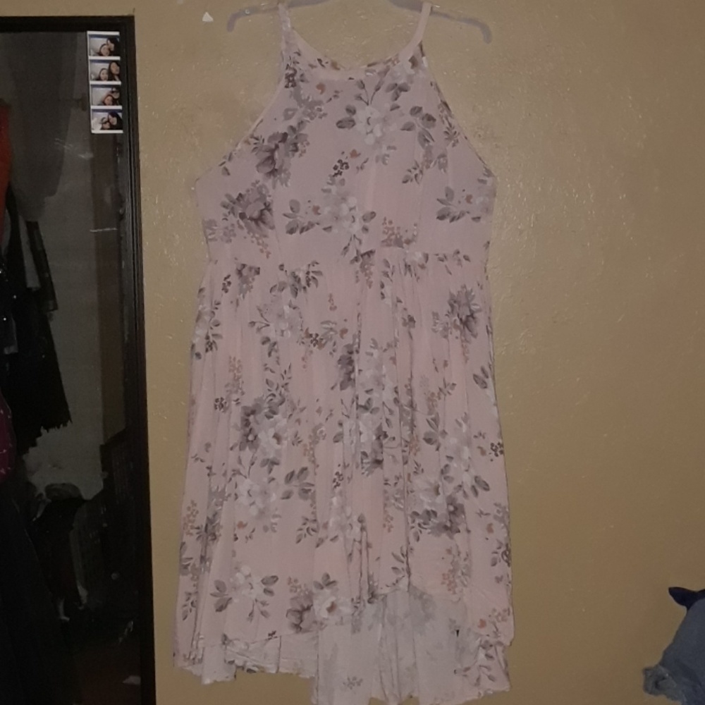 Baby pink floral hi low dress